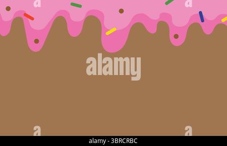 Dripping Pink Glaze with Sprinkles Background Stock Vector