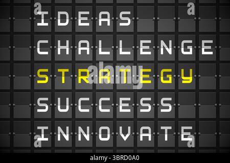 Strategy buzzwords on black mechanical board Stock Photo