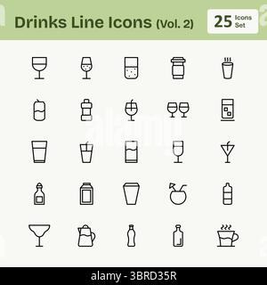 Drinks Line Icons (Vol. 2) Stock Vector