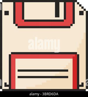 8 bit floppy disk icon. Pixel art object. Retro 80s,90s video game graphics Stock Vector