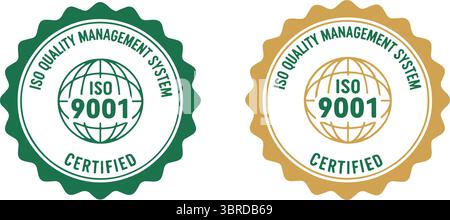 Set of International Organization for Standardization stamp 9001 Set of popular standards ISO. Management system certified sign. Vector illustration Stock Vector