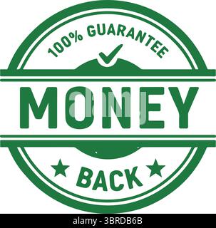 Money back guarantee label with checkmark, refund guarantee seal or stamp, vector Stock Vector