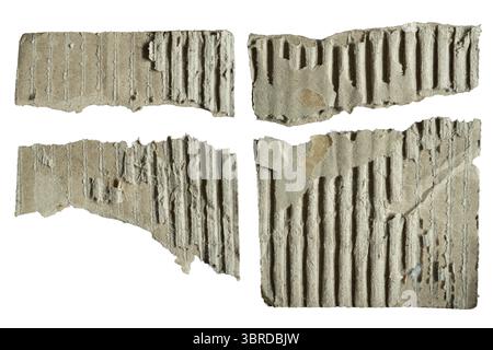 Torn corrugated cardboard paper on white background with clipping path Stock Photo