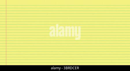 Yellow legal pad with blue lines and red margin. Lined paper template for digital scrapbooking and collage Stock Vector