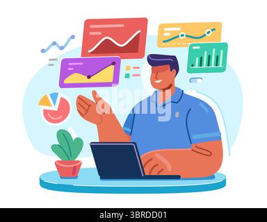Analyze data, online banking, investment, making money. Financial analyst or investor monitoring dividend growth Stock Vector