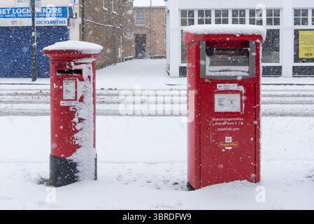 Red letter boxes in Hertfordshire, UK Stock Photo