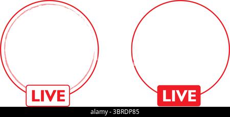 Dual “LIVE” Icons – Hand-Drawn vs. Precision Circular Variants Stock Vector