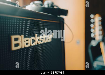Cacak, Serbia - July 10, 2025: Blackstar guitar combo amp, close up view. Stock Photo