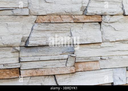 Close up shot of the decorative stone wall Stock Photo