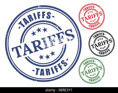 A Trade Tariff Badge Pack, Grunge Rubber Customs Tax Stamp Icons Stock Vector