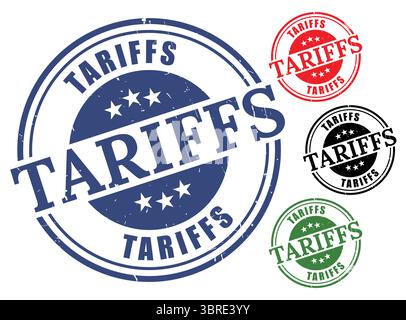 A Customs Duty Stamp Vector Set, Import Tax Grunge Label Collection Stock Vector