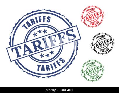 A Import Fee Grunge Stamp Set, Customs Tariff Vector Label Collection Stock Vector