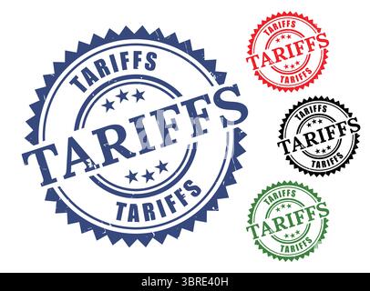 A Export-Import Tariff Labels, Customs Duty Grunge Rubber Stamp Set Stock Vector