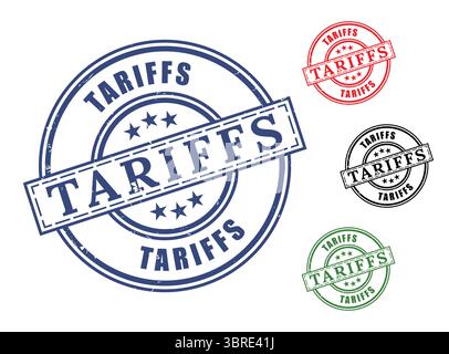 A Border Tax Stamp Vector Collection, Tariff and Customs Duty Grunge Icons Stock Vector