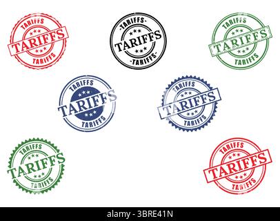 A Extensive Tariffs Stamp Collection, Vector Set of Import Tax Customs Duty Grunge Labels Stock Vector