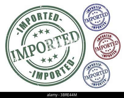 A International Import Stamp Pack, Grunge Rubber Customs Vector Icons Stock Vector
