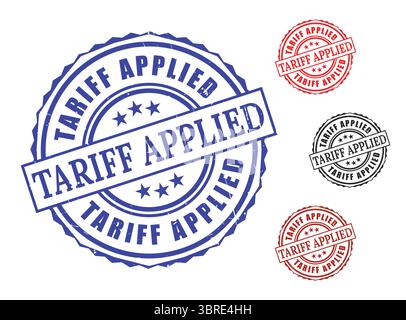 A Trade Regulation Stamp Set, Tariff Applied Customs Label Vectors Stock Vector