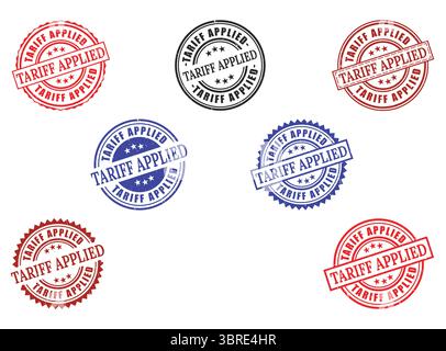 A Extensive Tariff Applied Stamp Collection, Vector Set of Import Tax Regulation Grunge Labels Stock Vector