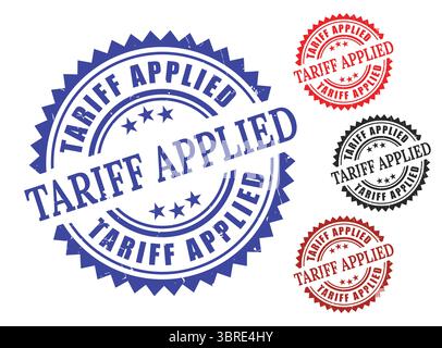 A Applied Tax Grunge Stamps, Customs and Tariff Vector Label Pack Stock Vector