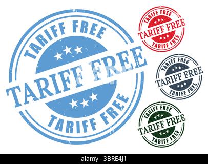 A Duty-Free Stamp Vector Set, Tariff Exempt Grunge Rubber Label Collection Stock Vector