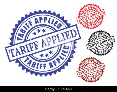 A Tariff Enforcement Badge Collection, Import Regulation Grunge Stamp Set Stock Vector