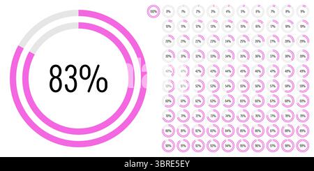 Set of circle percentage progress bar diagrams meters from 0 to 100 ready-to-use for web design, user interface UI or infographic - indicator with pin Stock Vector