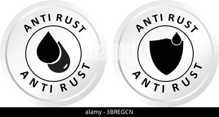 Anti Rust Icons with Water Droplet and Shield Concepts Stock Vector