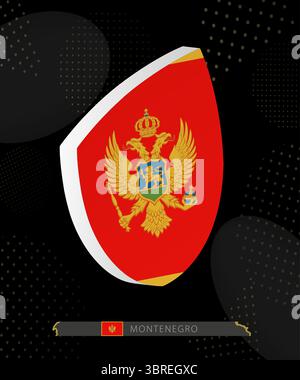 Montenegro Flag Shield icon in 3D on Dark Modern Abstract Rugby Background. Perfect for sports events, heritage themes, national celebrations, and pat Stock Vector