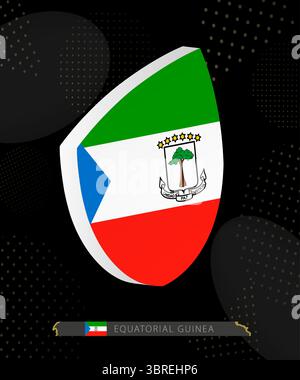 Equatorial Guinea Flag Shield icon in 3D on Dark Modern Abstract Rugby Background. Perfect for sports events, heritage themes, national celebrations, Stock Vector