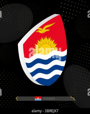 Kiribati Flag Shield icon in 3D on Dark Modern Abstract Rugby Background. Perfect for sports events, heritage themes, national celebrations, and patri Stock Vector