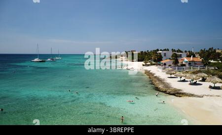 boats in the coastline of aruba Stock Photo