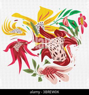 Abstract floral pattern with colorful flowers creates a decorative background Stock Vector