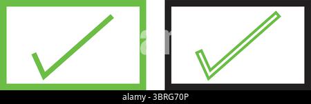 Outlined and Filled Tick Boxes in Neon Green and Black for UX UI Web Design Vector Set Stock Vector