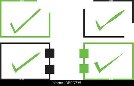Editable Check Box Set with Pixel Grid Markup and Vector Stroke Elements for Designers Stock Vector