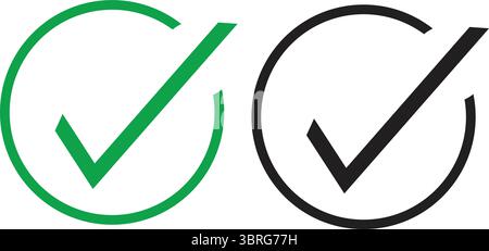 Bold Round Circle Check Icons with Thick Outline for Modern Web Interface Tick Vector Set Stock Vector