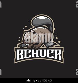 Beaver mascot logo design vector with modern illustration concept style for badge, emblem and t shirt printing. Smart beaver illustration. Stock Vector
