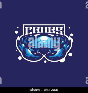 crabs mascot logo design vector with modern illustration concept style for badge, emblem and t shirt printing. blue crabs illustration. Stock Vector