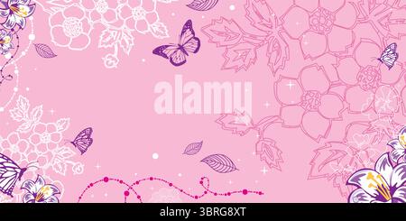 colorful doodle drawings of hearts, flowers, and rainbows, cute crayon-style vector set on pink background Stock Vector