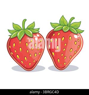Fresh Cartoon Strawberries Illustration Stock Vector