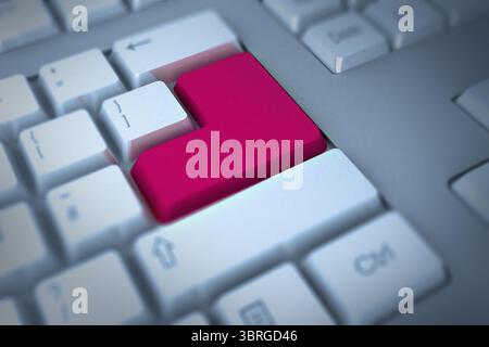 Pink enter key on keyboard Stock Photo