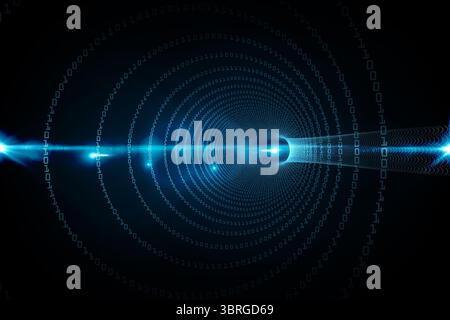 Spiral of binary code on black background Stock Photo