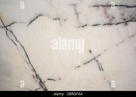 Smooth white marble displays delicate dark veins, creating a stunning look. Stock Photo