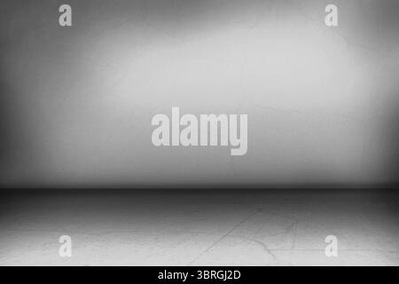 Flat design empty concrete room is showcasing grey surfaces with soft gradient lighting, copy space Stock Photo