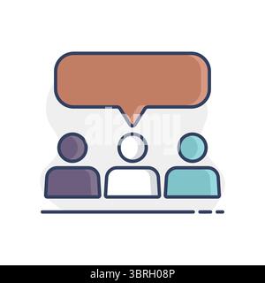 Crowd of people with text bubbles vector isolated icon. Demonstration, protest, strike, revolution. Graph symbol for your web site design, logo, app, Stock Vector