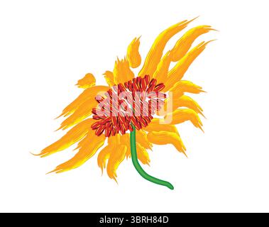 Sun Flower Brush Style Vector Stock Vector
