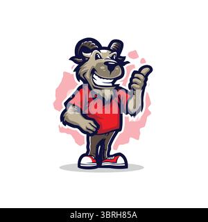 Goat mascot logo design vector with concept style for badge, emblem and t shirt printing. Smart goat illustration. Stock Vector