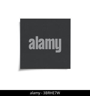 Black blank sticky note with shadow isolated on white background, front view adhesive paper with copy space Stock Photo
