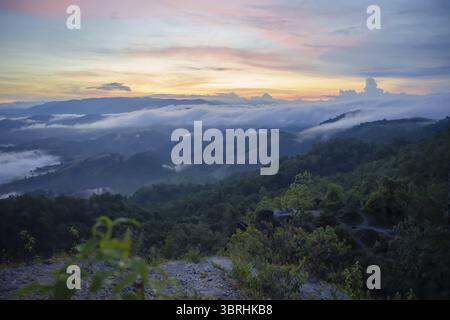 Sky and cloud concept Beautiful Blue sky and mountains. Beautiful Cumulus Cloud in the Bright Sky Background Stock Photo