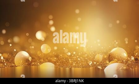 Gold glitters background. shimmering blur spot lights Bokeh Shiny gold light background texture Stock Photo