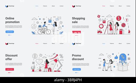 This project showcases features such as online promotion, exciting shopping sales, enticing discount offers, and creative promo discount themes, all presented in a sleek, modern vector design format Stock Vector